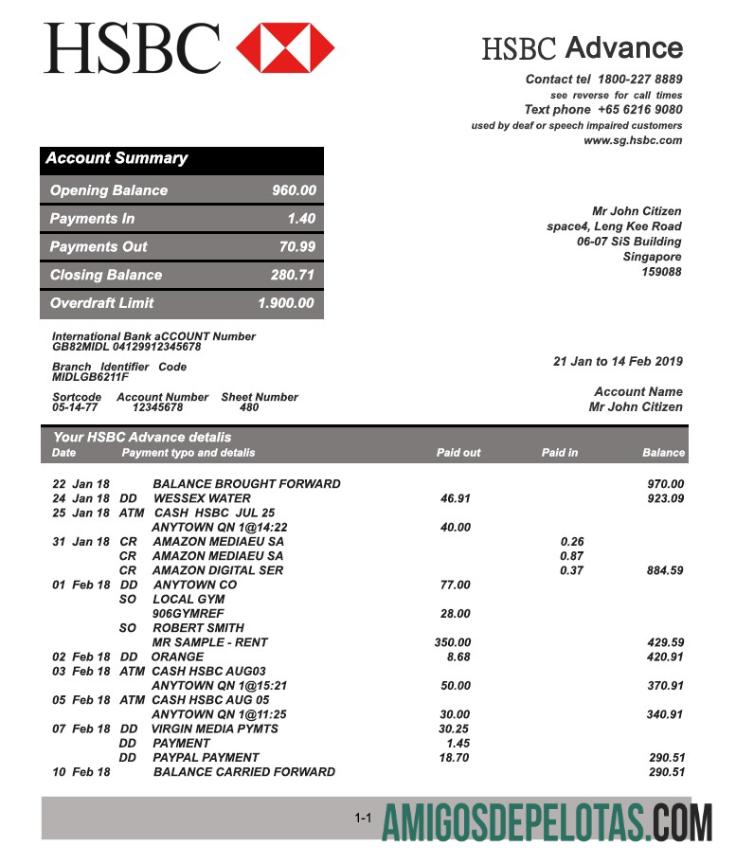 Realistis Singapura HSBC bank laporan templat fully Dapat Diedit in PSD format