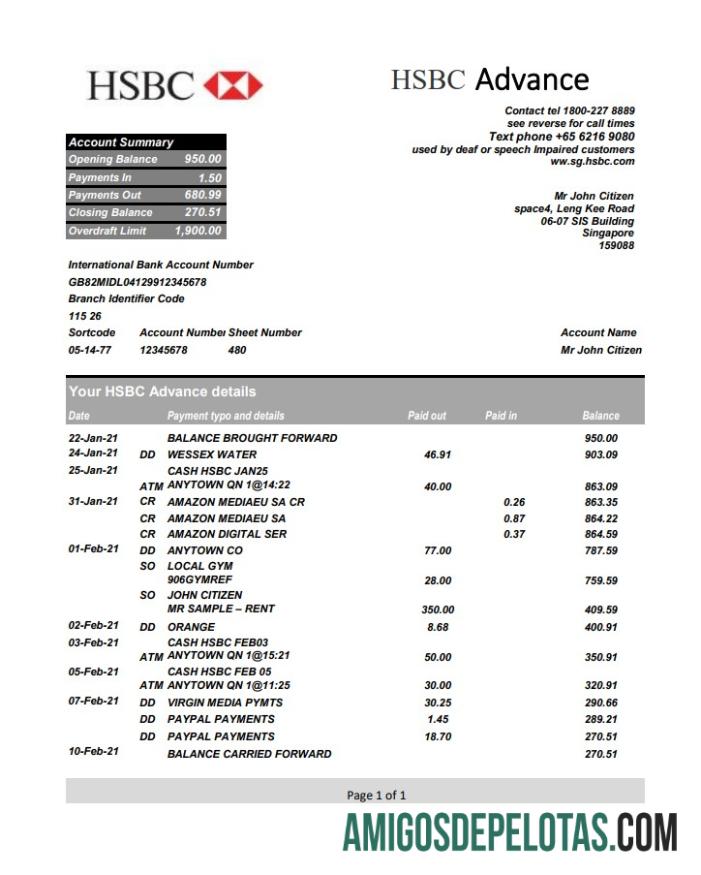 Singapura HSBC Excel PDF desain