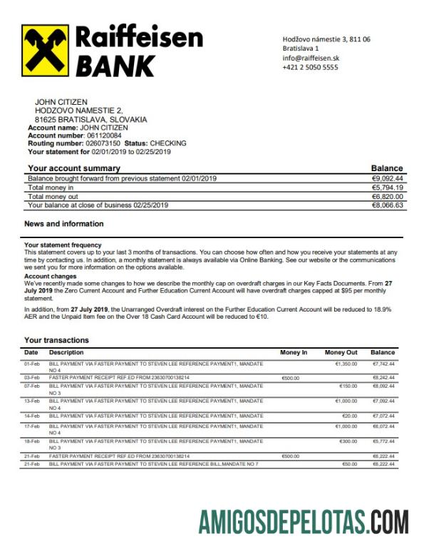 Slovakia Raiffeisen bank laporan sampel