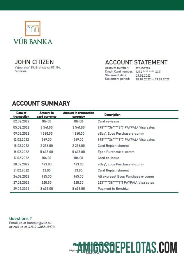 Slovakia VUB bank laporan pratinjau