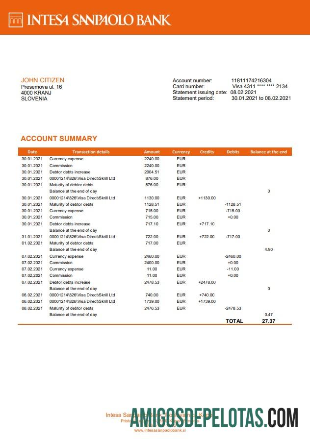 Realistis Slovenia Intesa Sanpaolo bank, Poslovalnica Koper bank laporan templat in Word and PDF format