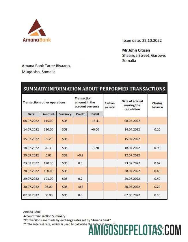 Somalia Amana bank laporan templat