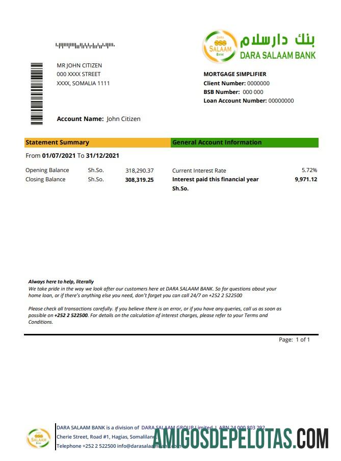 Somalia Dara Salaam bank Excel PDF pratinjau