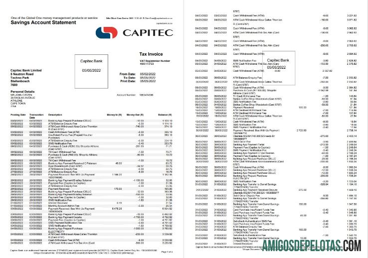 Afrika Selatan Capitec bank savings rekening laporan 4 pages templat