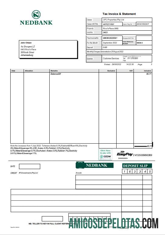 Realistis Afrika Selatan Nedbank laporan Word and PDF templat