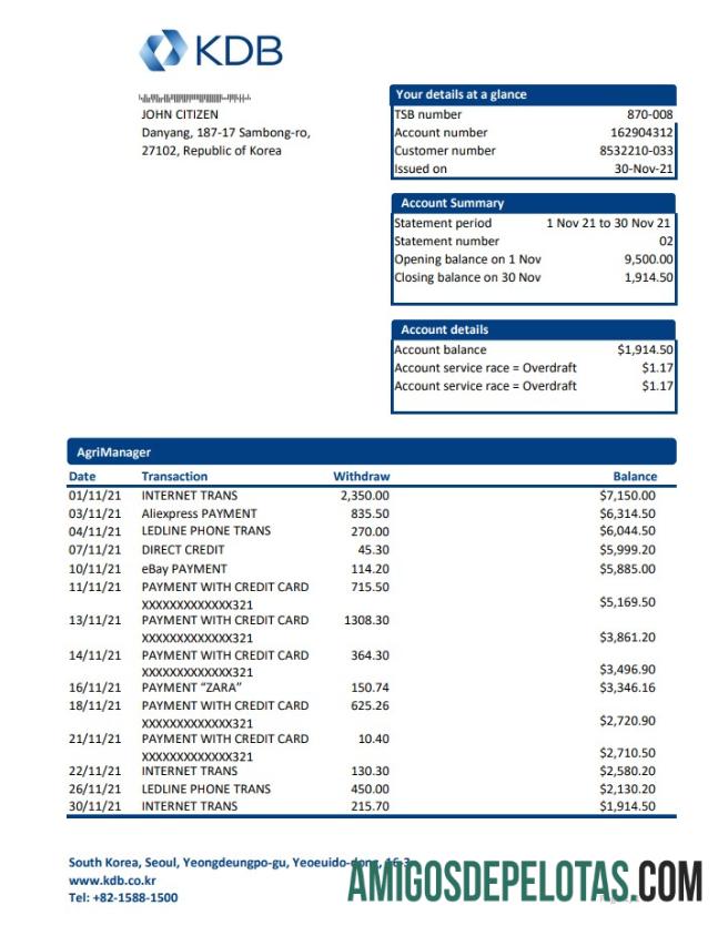 Realistis Korea Selatan KDB bank laporan easy to fill templat in Excel and PDF format