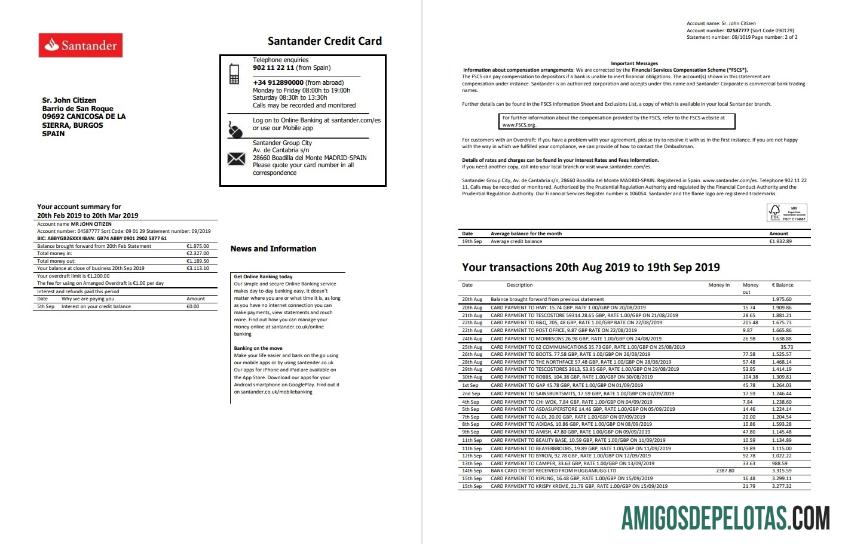 Dapat Diedit Spanyol Santander Kredit kartu laporan templat, Word and PDF format (.doc and .PDF), 2 pages