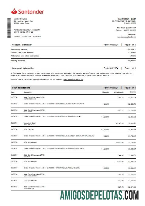 Spanyol Santander Debit kartu st scr desain