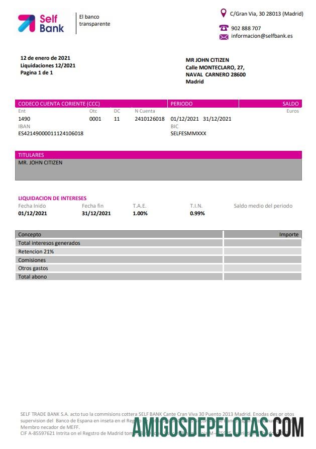Dapat Diedit Spanyol Self bank proof of address laporan templat in Word and PDF format, .doc and .PDF format