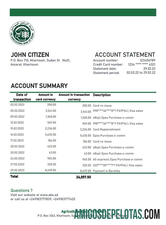Sudan Agricultural bank of Sudan bank laporan XLS desain