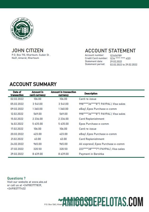 Sudan Agricultural bank of Sudan bank laporan templat