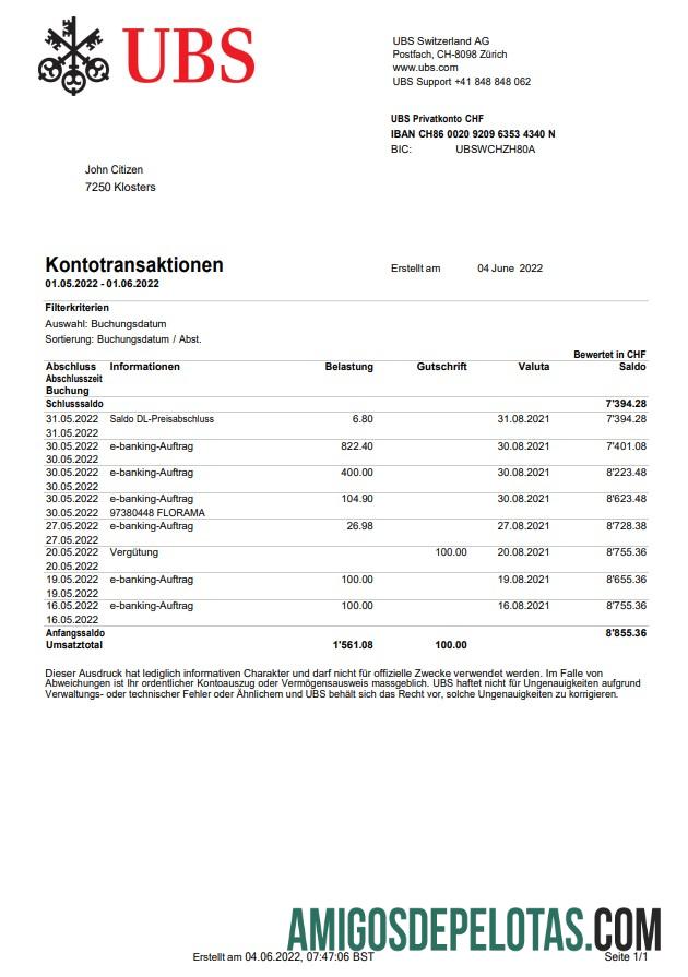 Realistis Swiss UBS bank laporan, Word and PDF templat