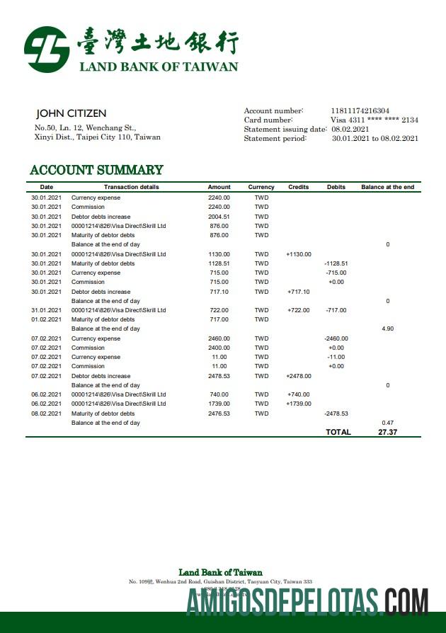 Premium Taiwan Land bank of Taiwan bank laporan templat in Word and PDF format