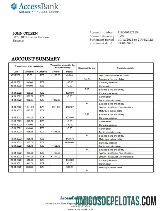 Tanzania Access bank laporan makering
