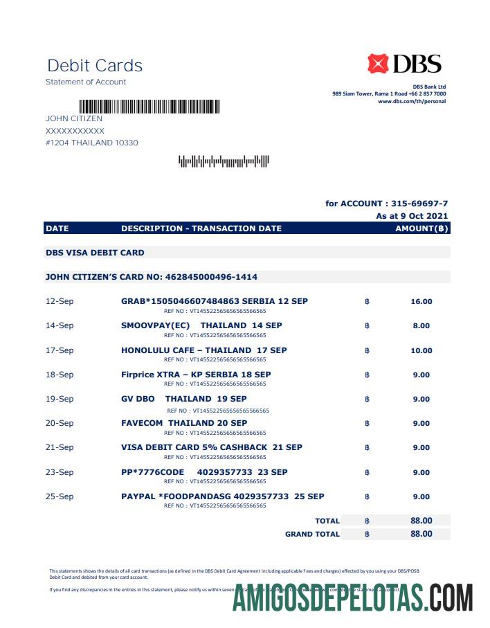 Thailand DBS bank Excel PDF pratinjau