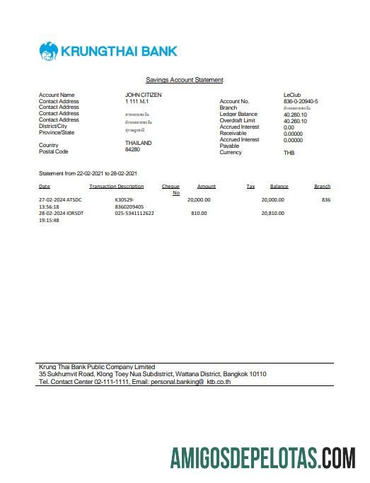 Berkualitas Thailand Krungthai bank laporan Word and PDF templat