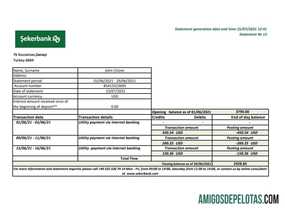 Turki Sekerbank Excel PDF makering