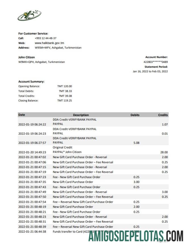 Realistis Turkmenistan HalkBank bank laporan, Excel and PDF templat