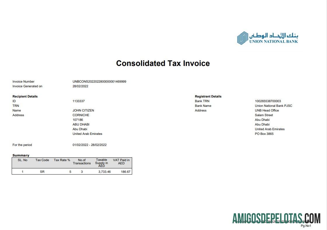 UEA Abu Dhabi serikat nasional bank laporan 2 pages pratinjau