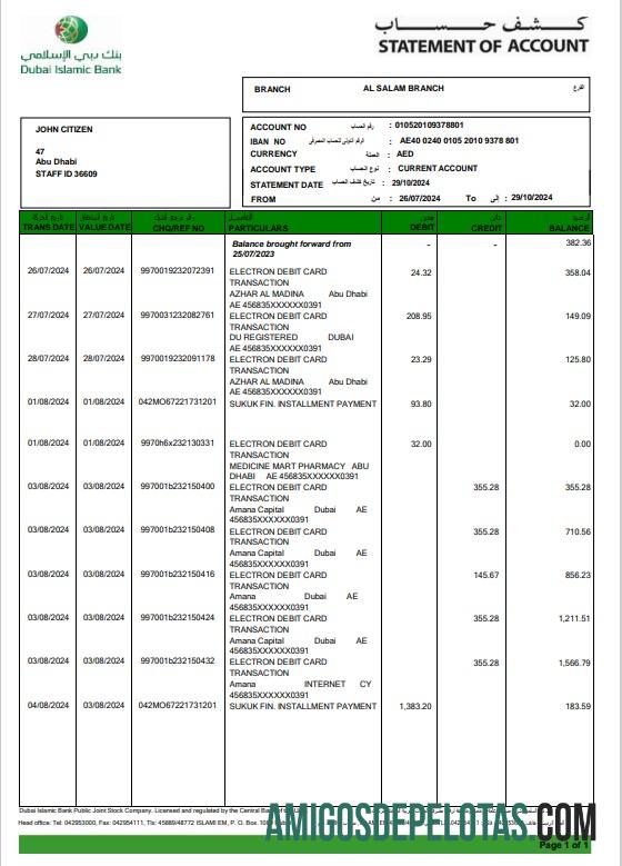 UEA Duabi Islamic bank laporan 3 ΓÇô 6 months Word and PDF Contoh makering