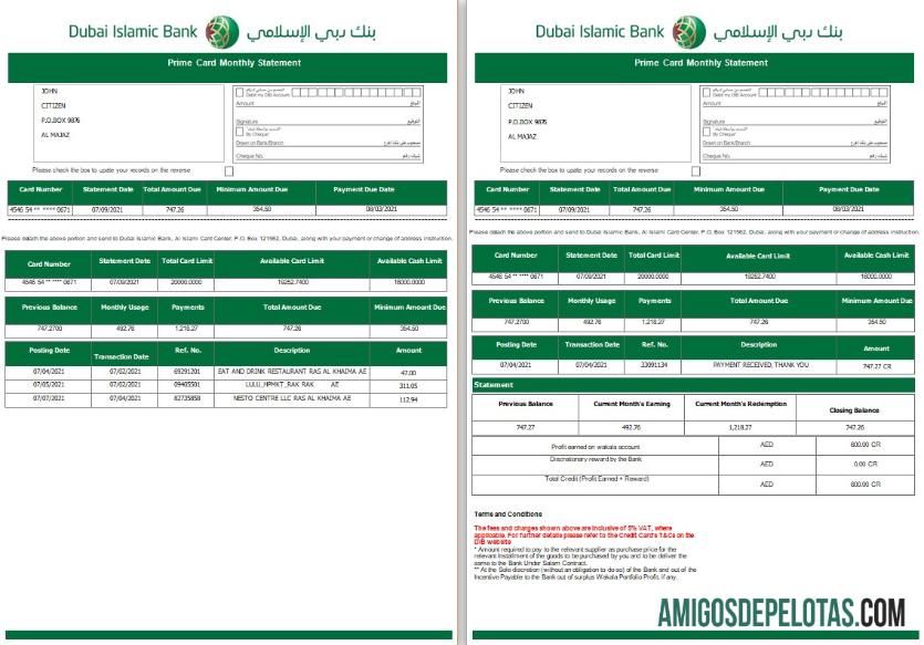 Realistis UEA Dubai Islamic bank laporan Word and PDF templat, 3 pages