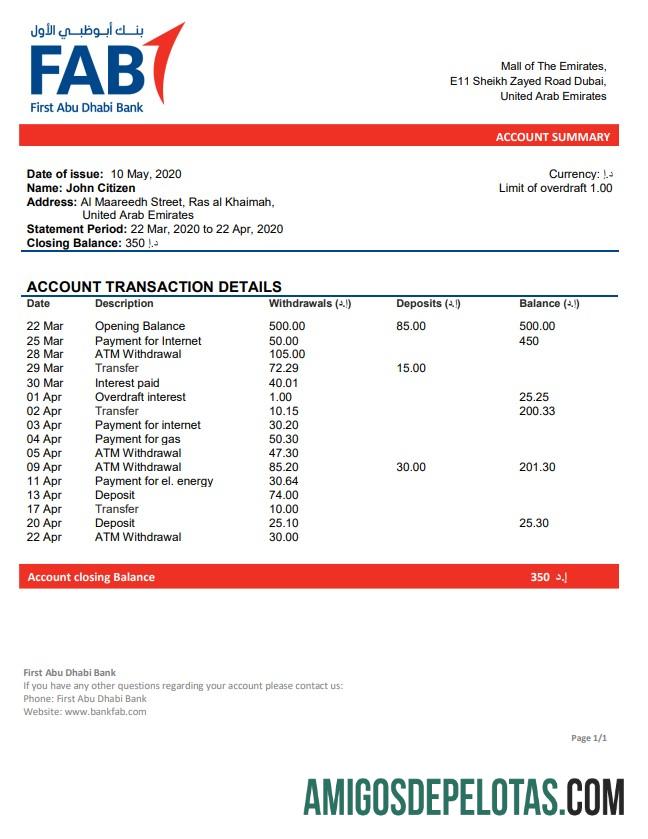 Realistis UEA First Abu Dhabi bank laporan easy to fill templat in Word and PDF format