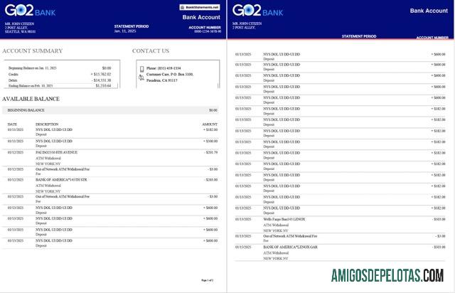 Profesional Inggris GO2 bank laporan Word and PDF templat, 2 pages