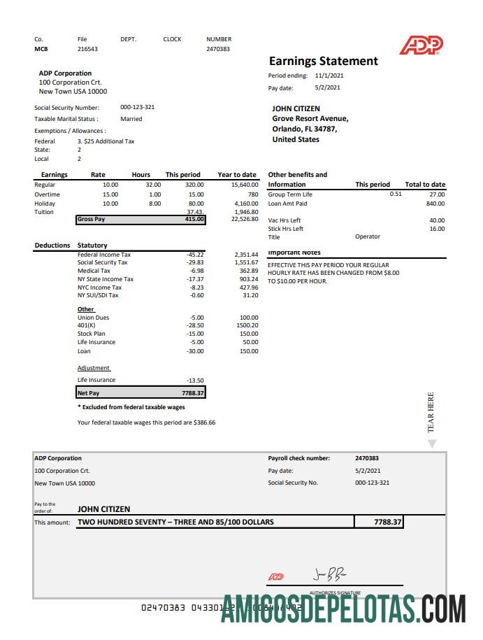 AS ADP Earnings st. Excel PDF makering