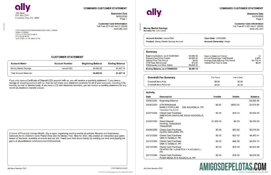 Berkualitas AS Ally bank laporan templat in Word and PDF format (4 pages)