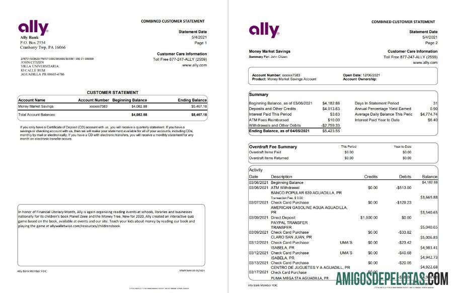 AS Ally bank 4 pages sampel