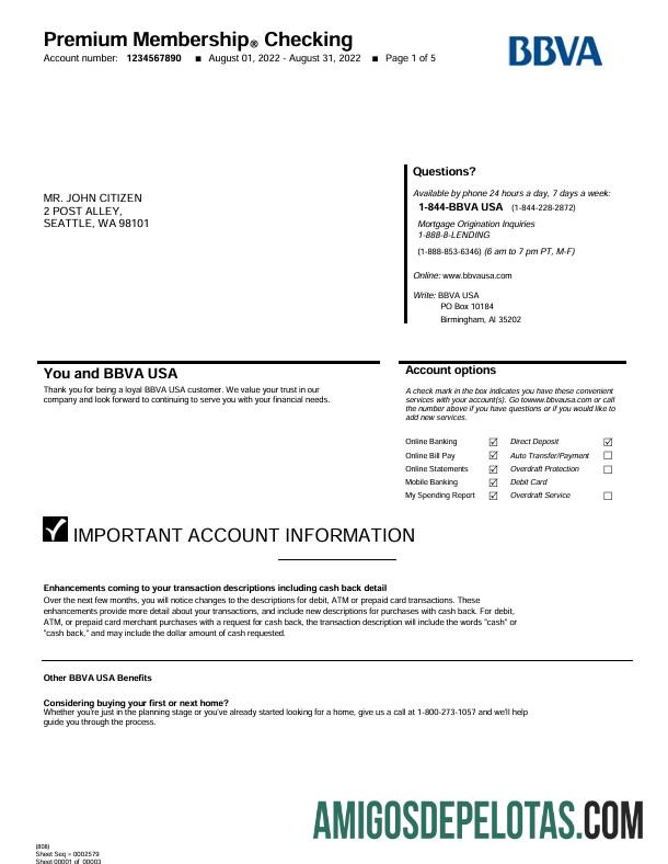 Profesional AS BBVA bank laporan Word and PDF templat, 5 pages