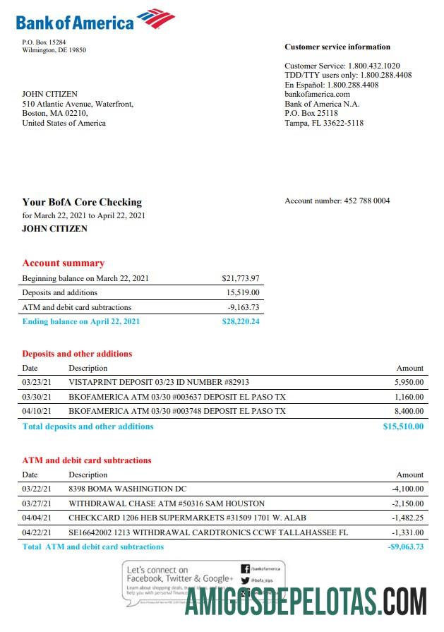 Dapat Diedit AS bank of Amerika bank laporan templat in Word and PDF format, versi 4