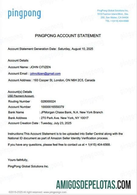 Profesional AS California PingPong Global Solutions Inc┬árekening laporan┬áWord and PDF templat