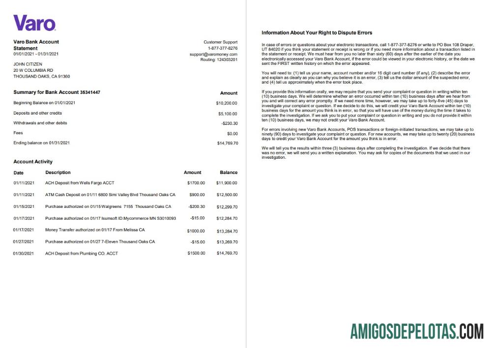 Premium AS California Varo bank laporan templat in Word and PDF format, 2 pages