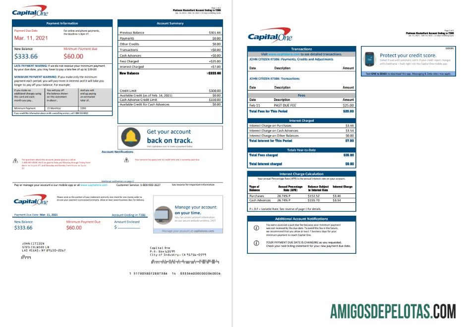 Dapat Diedit AS Capital One bank laporan templat in Word and PDF format (2 pages) versi 3