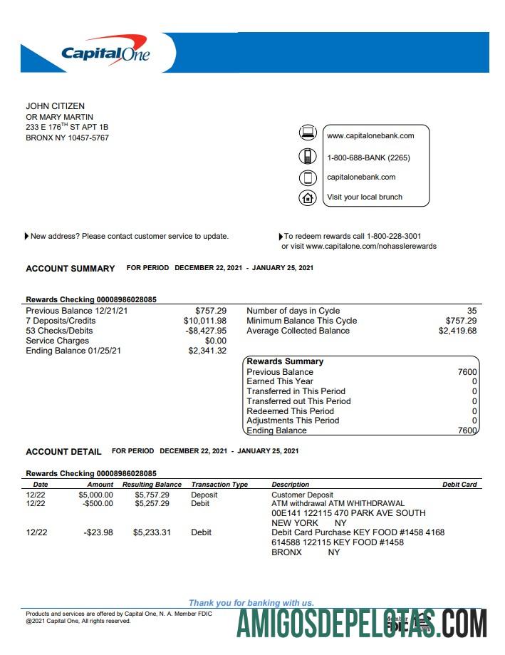 Dapat Diedit AS Capital One bank laporan templat in Word and PDF format, versi 4