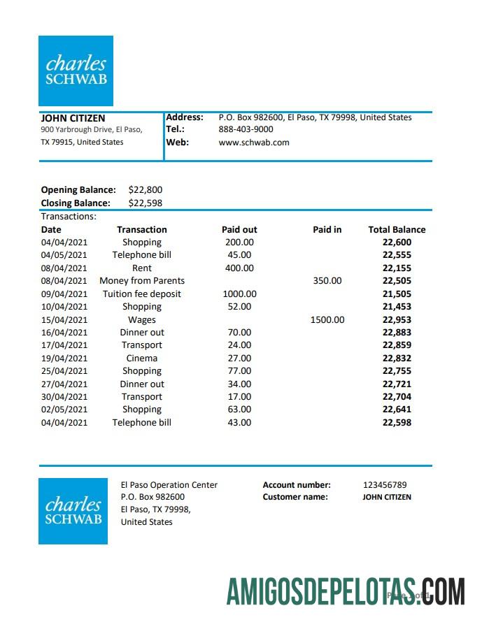 AS Charles Schwab & Co Excel PDF makering