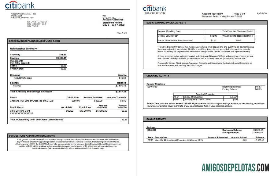 Dapat Diedit AS Citibank bank laporan, Word and PDF templat, 6 pages