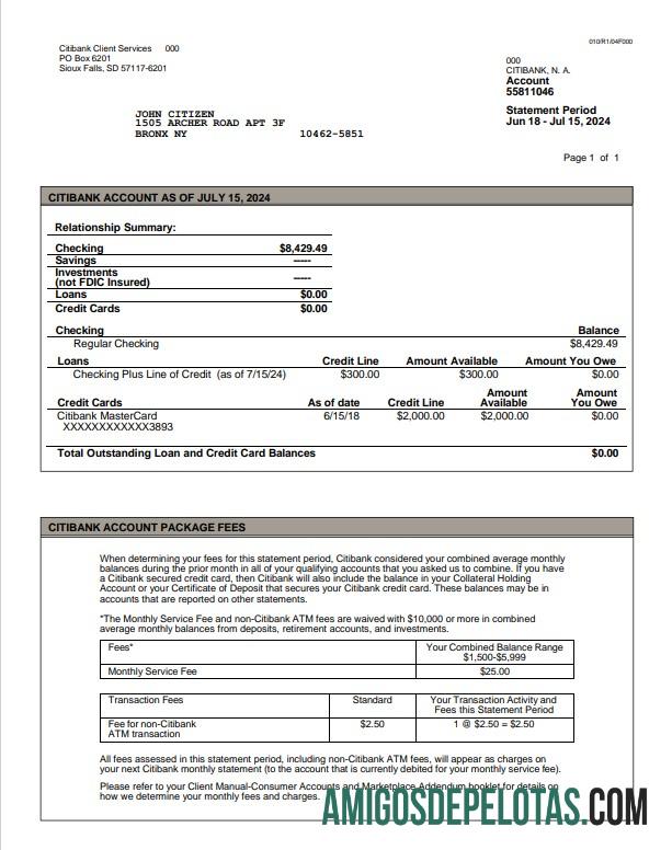 AS Citibank laporan Word and PDF Contoh, versi 3 templat