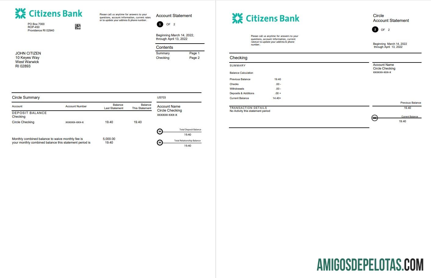 Realistis AS Citizens bank laporan Word and PDF templat, 2 pages