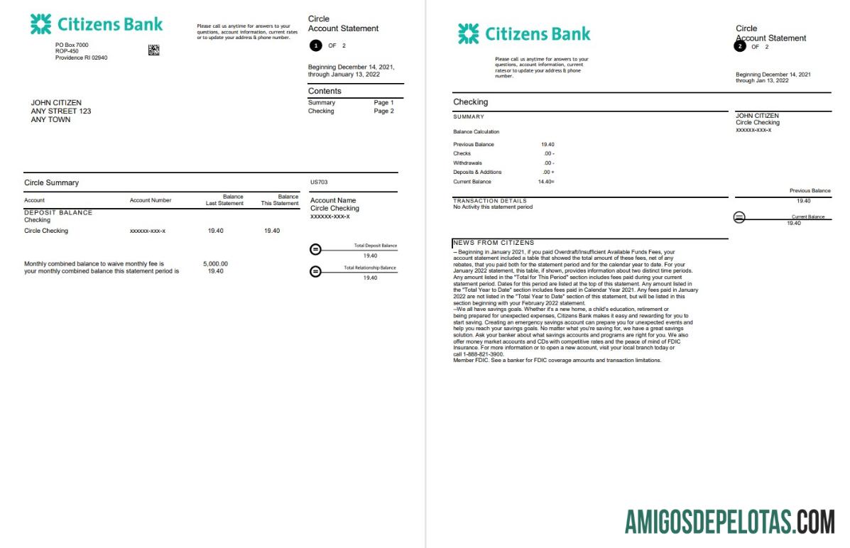 Premium AS Citizens bank laporan, Word and PDF templat, 4 pages