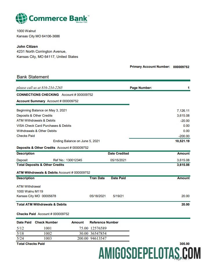 AS Commerce bank Excel PDF desain