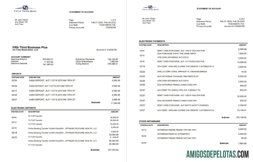 Dapat Diedit AS Fifth Third bank laporan, Word and PDF templat, 2 pages