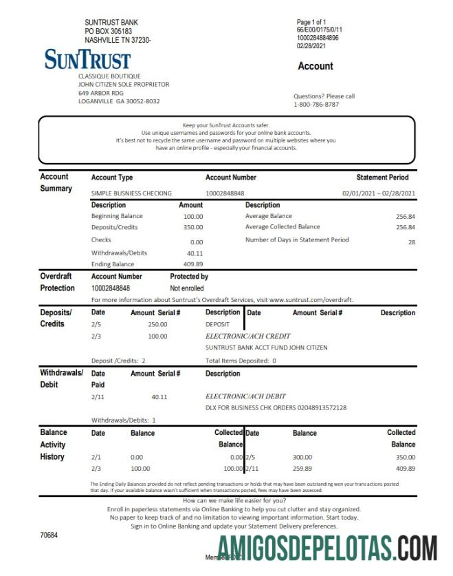 Realistis AS Georgia SunTrust bank laporan templat in Excel and PDF format