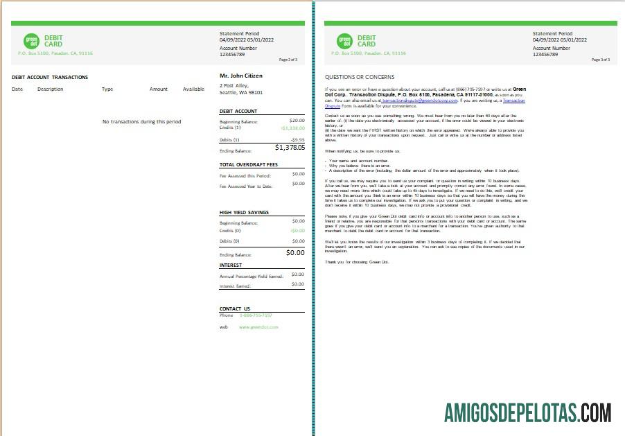 Realistis AS hijau Dot bank laporan Word and PDF templat, 3 pages