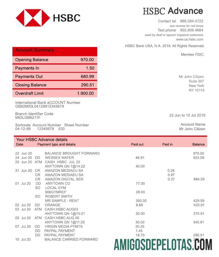 Dapat Diedit AS HSBC bank laporan templat, fully Dapat Diedit in PSD format