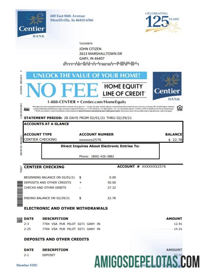 Realistis AS Indiana Centier bank laporan templat in Excel and PDF format