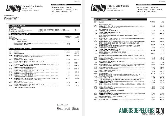 AS Langley Federal Kredit serikat bank laporan, 6 pages makering