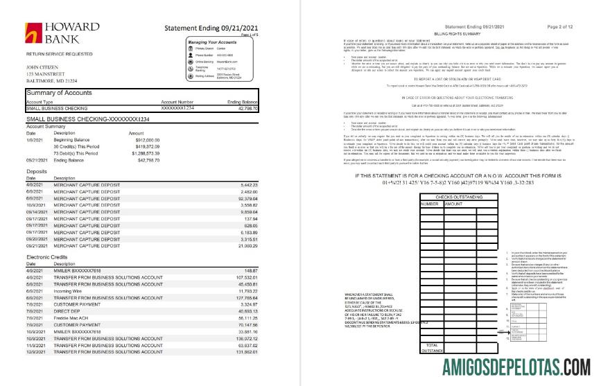 Realistis AS Maryland Howard bisnis bank laporan templat, Excel and PDF format (.XLS and .PDF) (4 pages)