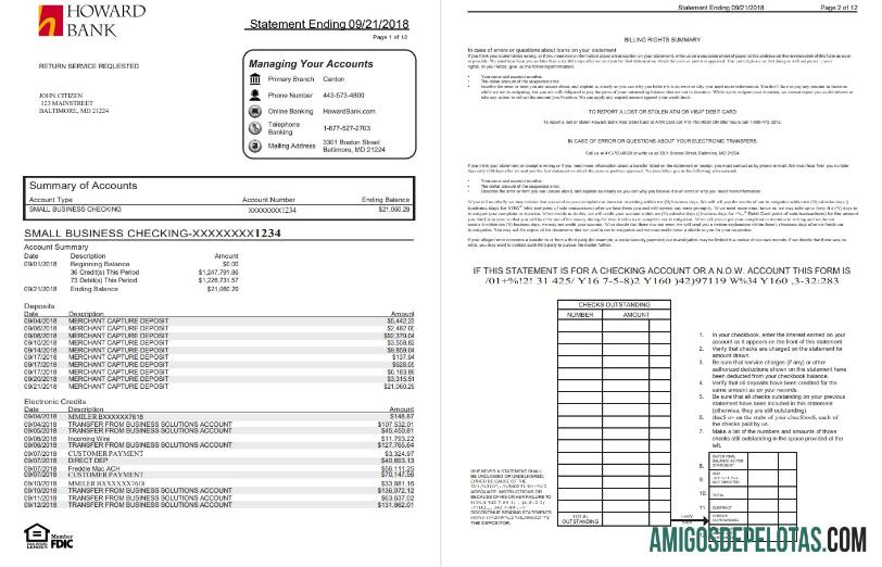 Dapat Diedit AS Maryland Howard bisnis bank laporan templat, Word and PDF format (.doc and .PDF) (4 pages)